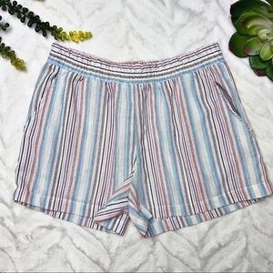 Anthropologie Drew Striped Red Blue Cotton Blend Pull On Shorts Size Small